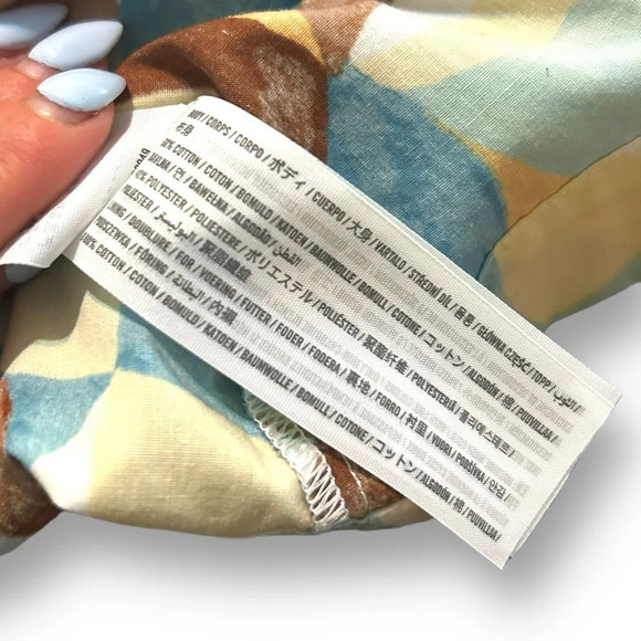 Abercrombie & Fitch Abstract Printed Dress Strappy Size Medium Brown Orange Blue - Picture 15 of 16